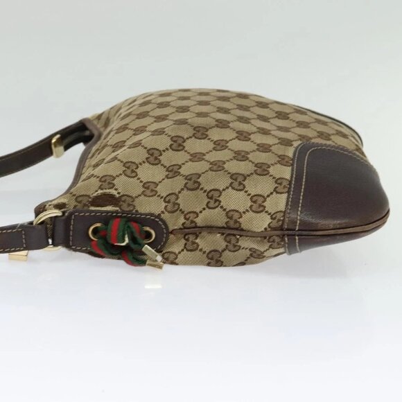 GUCCI GG Canvas Web Sherry Line Shoulder Bag Beige Red Green Auth 138289 - Picture 6 of 16